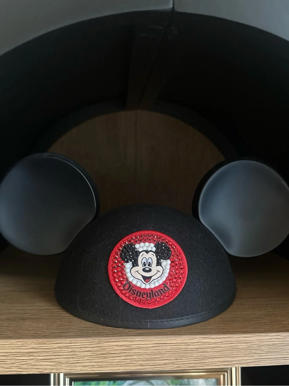 Disney Black Mickey Mouse Ear Hat with Red Patch